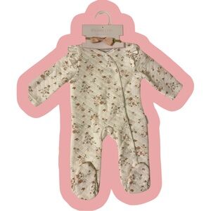 Shabby Chic Baby Apparel Set - Floral Footie with Matching Headband